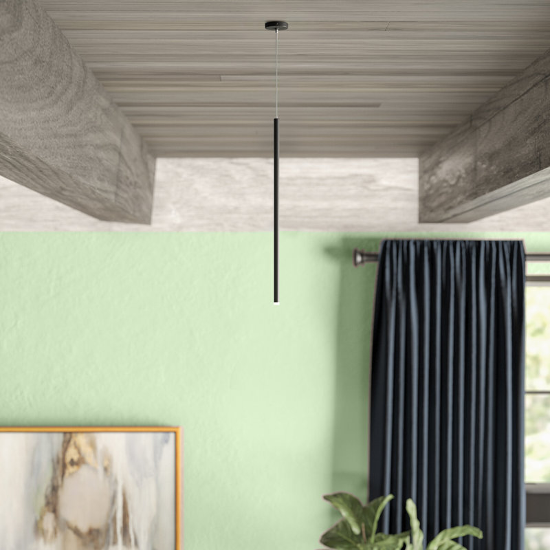 Luminaire suspendu cylindrique à 1 lumière DEL Navada, Noir, Moyen (H 24 po x l 1 po x P 1 po)