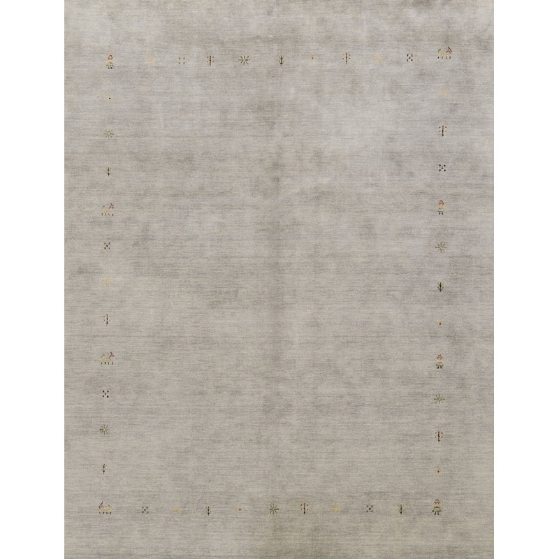 Gabbeh Wool Area Rug in Gray, Rectangle 7'10" x 10'