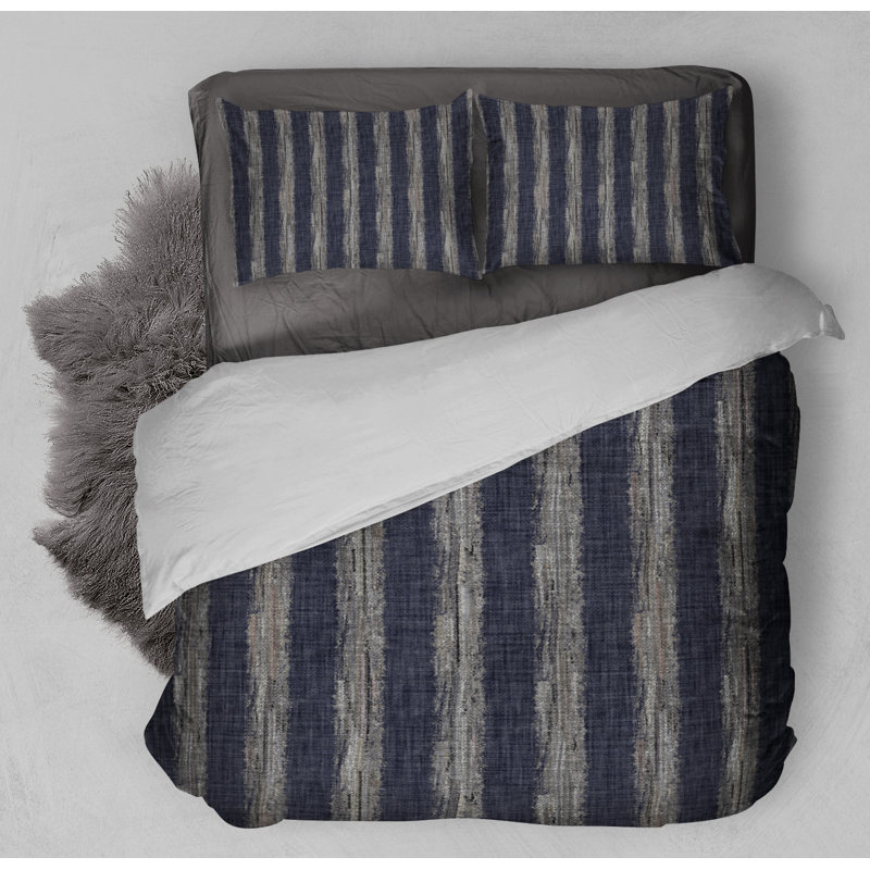 Polyester Twill Striped Duvet Cover, King Duvet Cover + 2 King Pillowcases