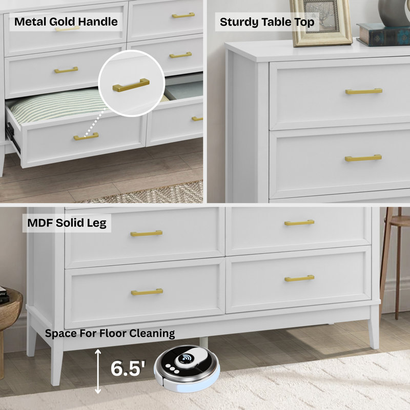 120.1 cm W Chest of 6 Drawers, White