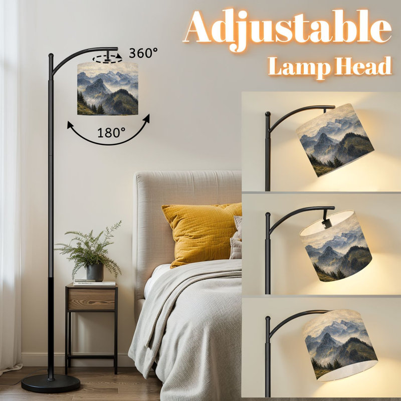 Lampe sur pied à arc avec abat-jour réglable alpes vu Mont Kronberg Alpes Nature Suisse Lampe sur pied 3 températures de couleur à intensité variable pour poteau haut avec interrupteur au pied pour la chambre à coucher