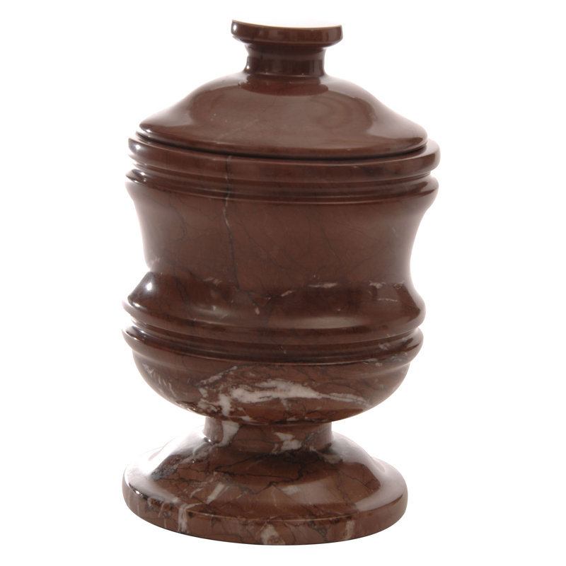 Pot de rangement pour meuble-lavabo en marbre chocolat avec couvercle