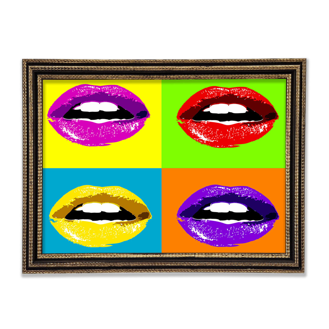 Vibrierende Pop Art Lippen Gerahmter Druck Wandkunst