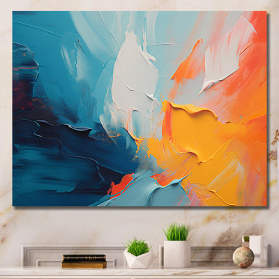 Blue And Orange Paint Expression 4 - Abstract Wall Art