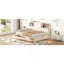 Lit de jour en bois avec 3 tiroirs de rangement, tableau souple supérieur, tablette et ensemble de prises et ports USB