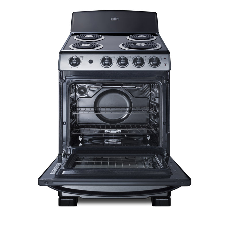 Summit Appliance 24" Wide Electric Coil Range, Stainless Steel/Black