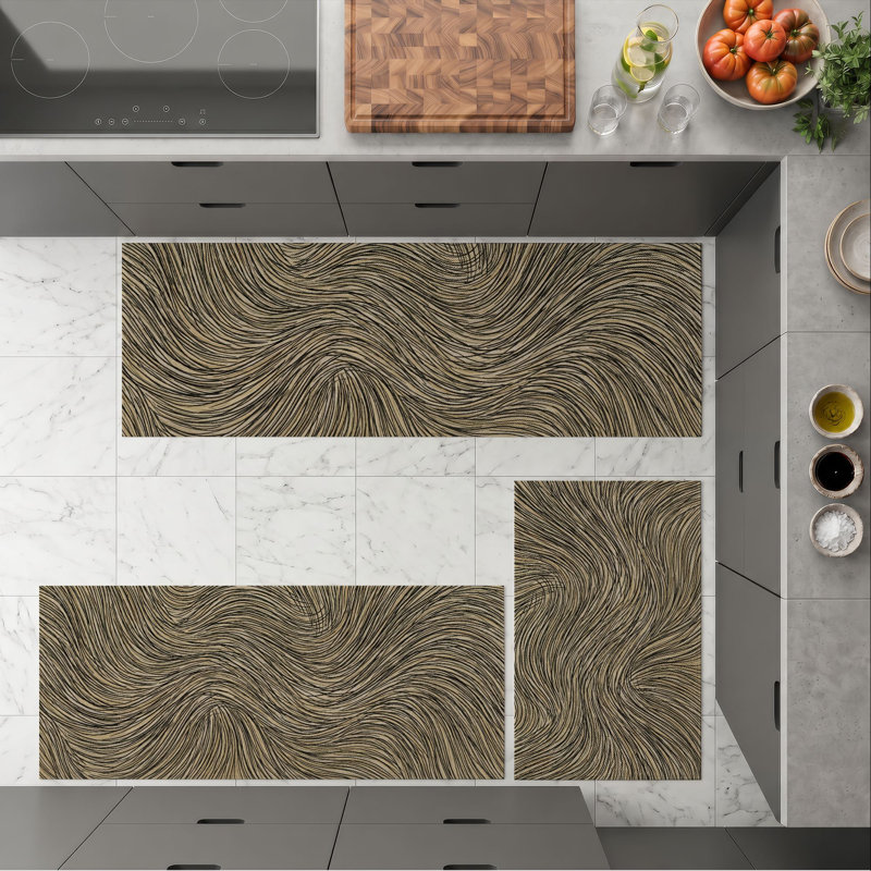 Tapis de cuisine lavables antidérapants Wavy Lines