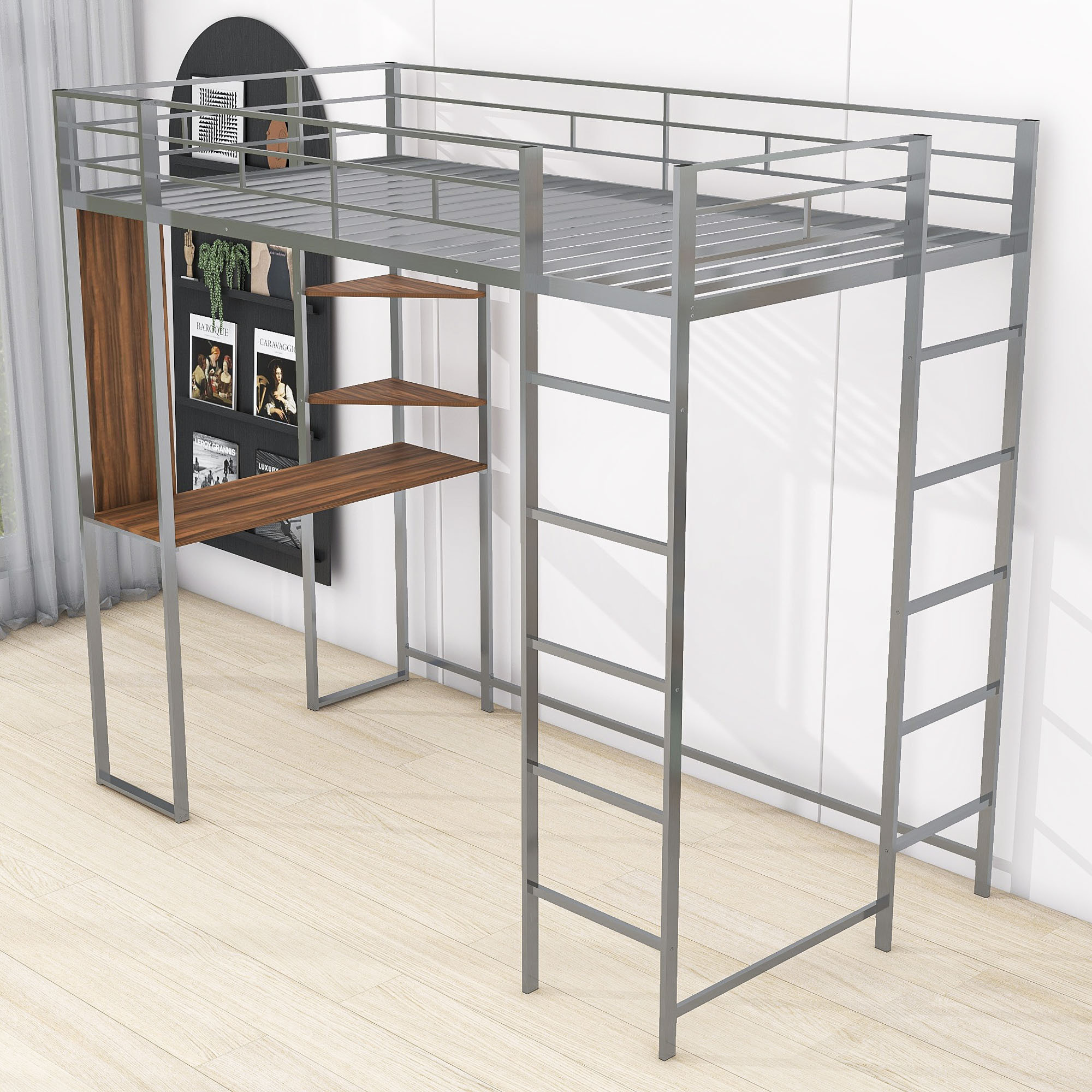 Mason & Marbles Rosina Twin Size Loft Bed with Integrated Desk and ...