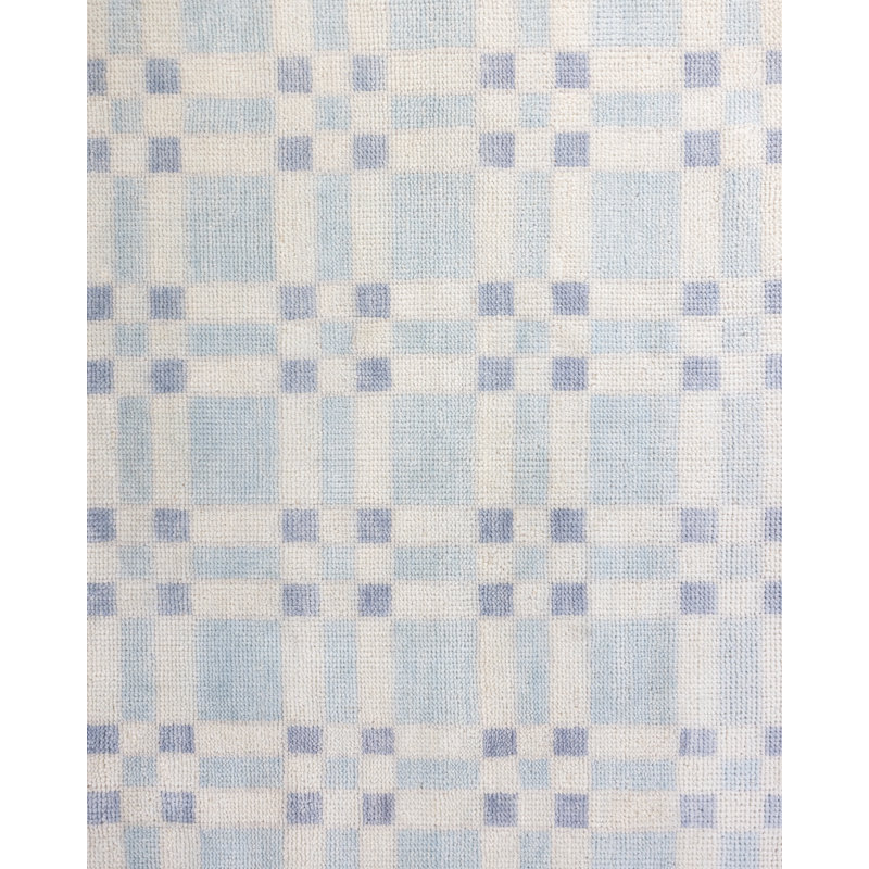 Hand Knotted Wool Checkered Area Rug, Square 12'
