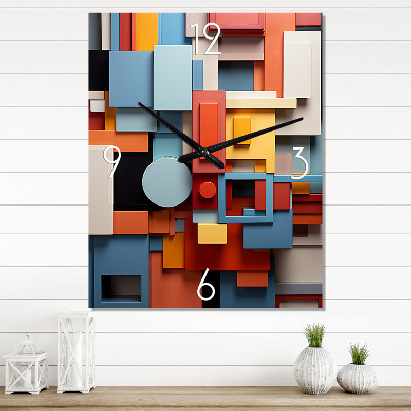 Carletha - Horloge murale géométrique abstraite surdimensionnée, Petit
