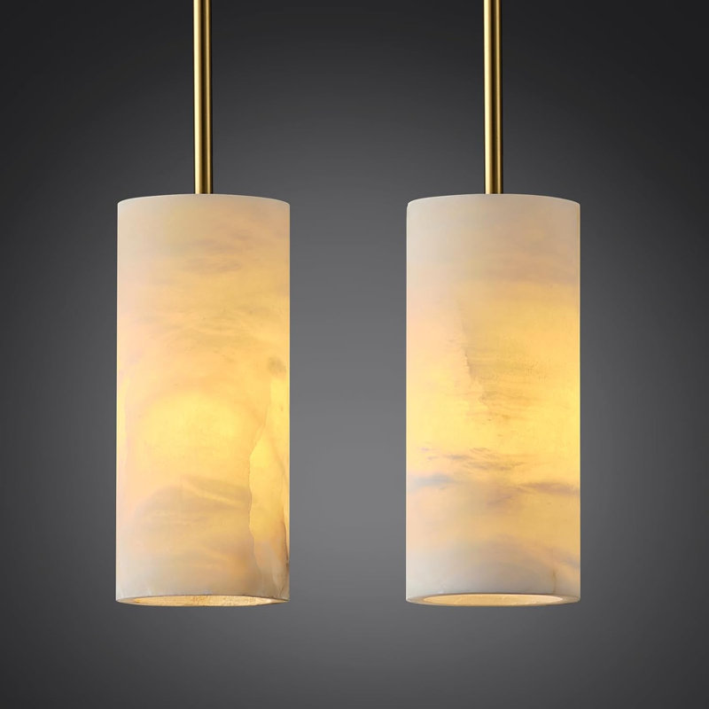 1PC Dimmable Alabaster Pendant Light Kitchen Island, Bronze