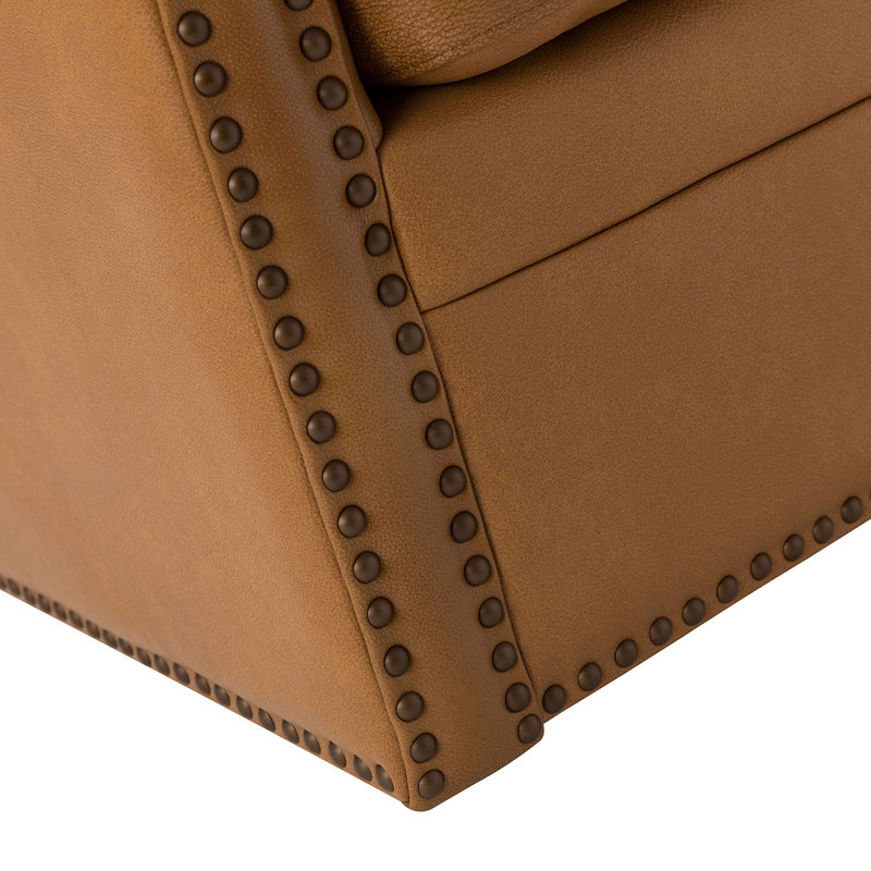 Fauteuil club pivotant en cuir Tessler, Cuir véritable chameau