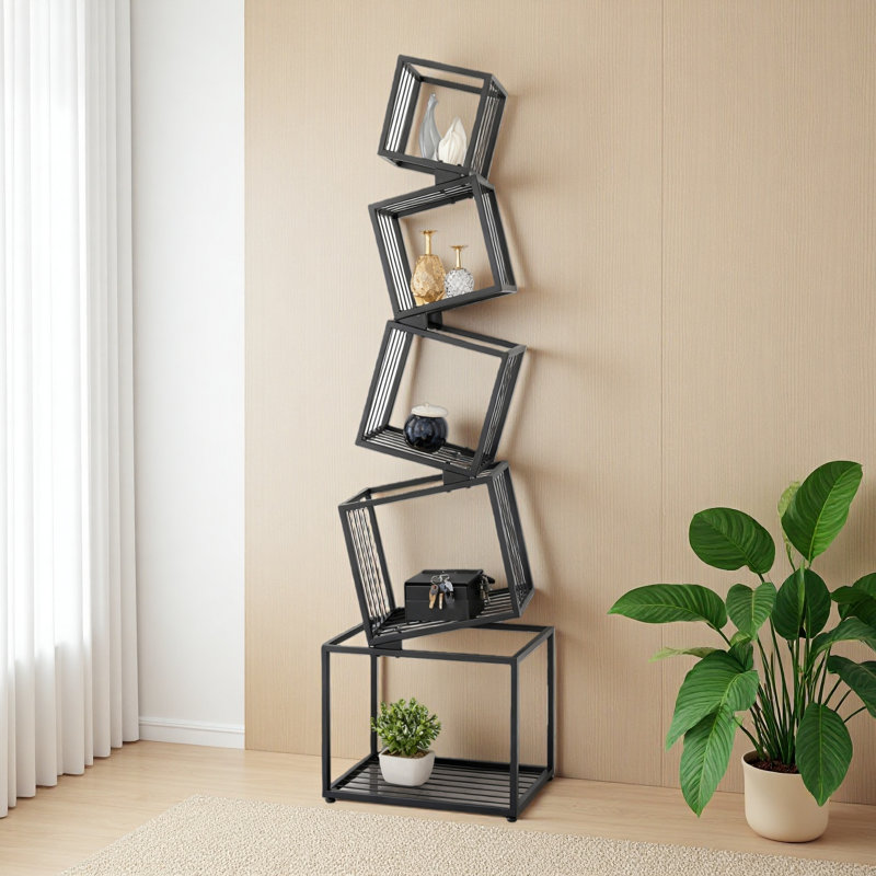 Bibliothèque géométrique à 5 niveaux avec étagère géométrique moderne