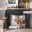 Black + Burlywood Solid Wood Freestanding Fireplace