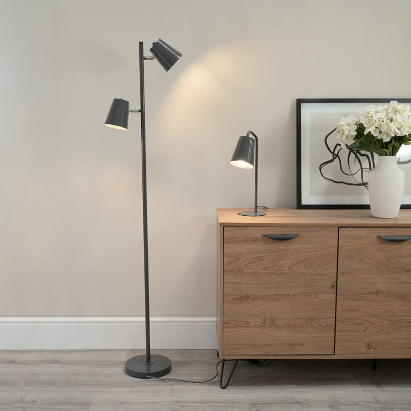 Reydan 152cm Traditional Floor Lamp, Grey, No