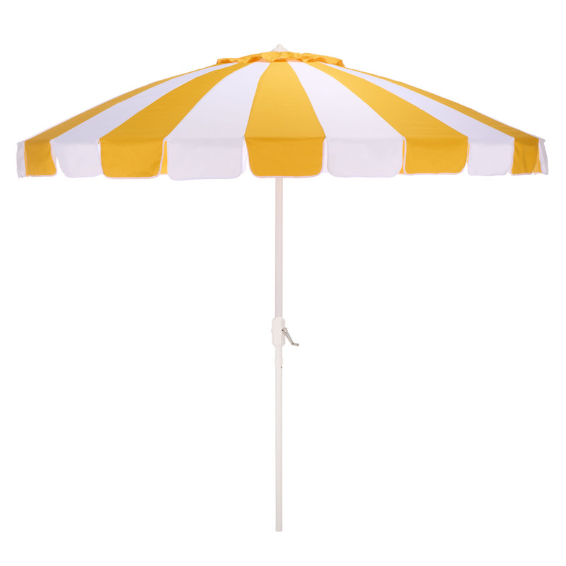 Parasol à manivelle 9 pi Buti, Rayé jaune