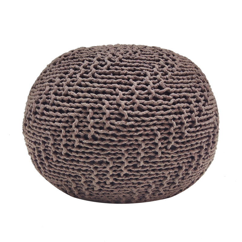 Knit Weave Pouf, 20” W X D 14” H, Brown, Modern Decor For Indoor Outdoor Areas Weave, 20x20x14 Inches, Design Spaces