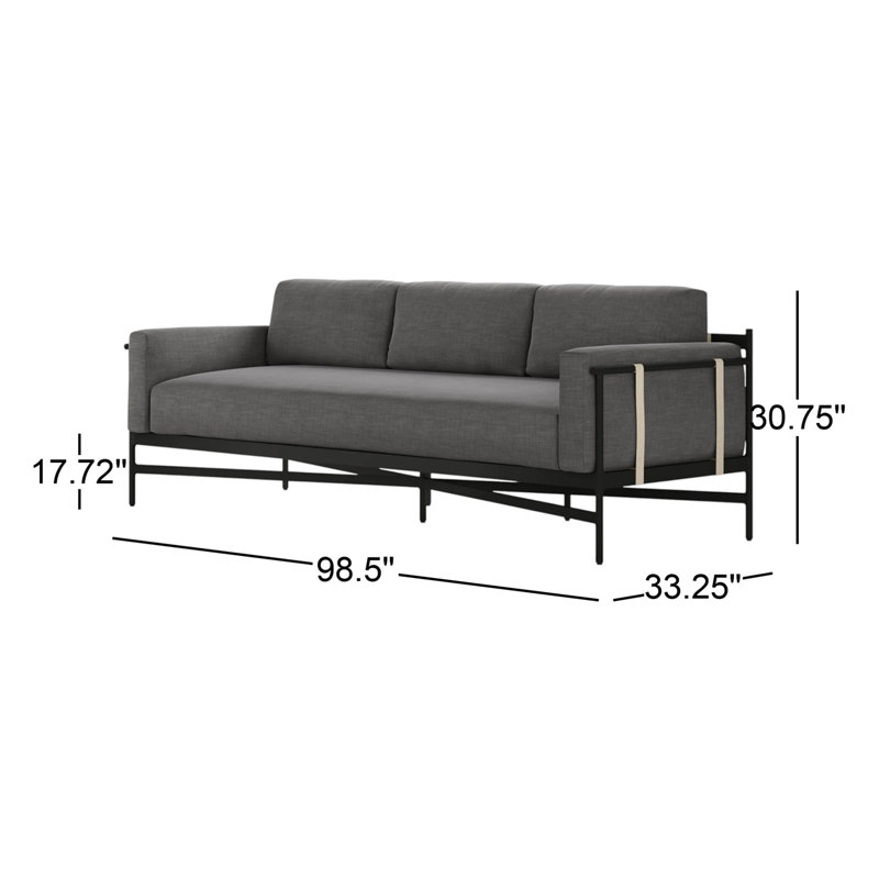 Hearst 98.5" W Outdoor Sofa, Venao Charcoal Performance