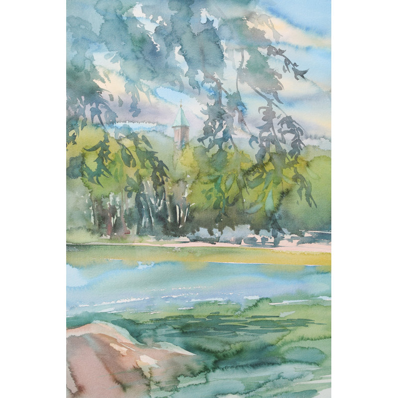 Helsinki Watercolour Landscape by Eglelip - Wrapped Canvas Print, 46cm H x 30cm W x 3.8cm D