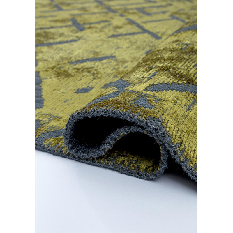 Rapture Abstract Area Rug in Green, Rectangle 6'7" x 8'3"