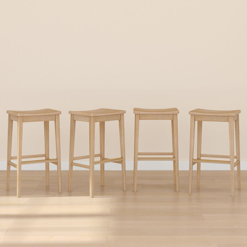 Smythe Solid Wood 30 inch Bar Stool, Beige, 4