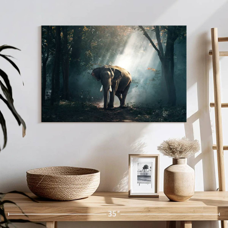 Brampt Sunlit Jungle Elephant, 16" H x 24" W