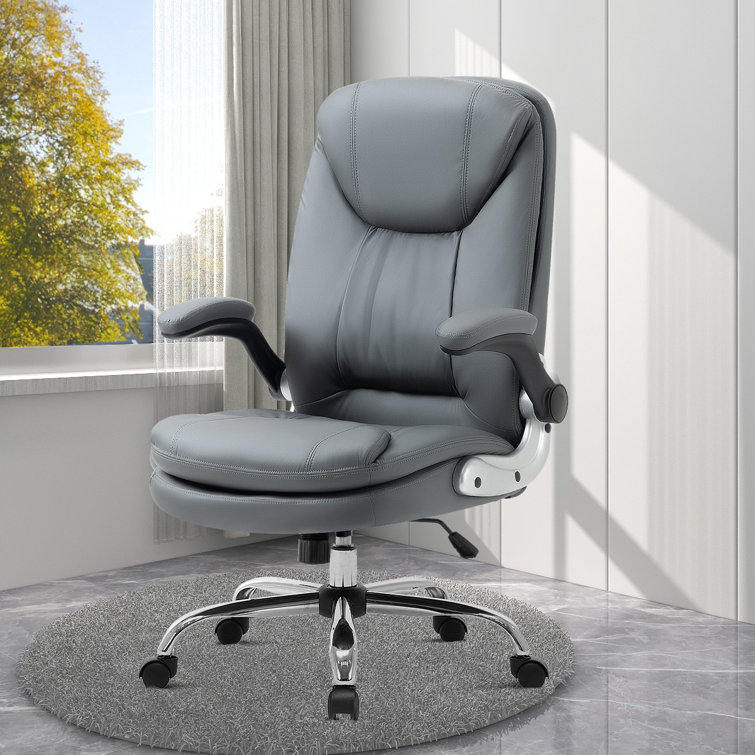 Jakyrah High Back Executive Faux Leather Office Chair with Back Support, Armrest and Lumbar Support Inbox Zero Upholstery Color: Gray