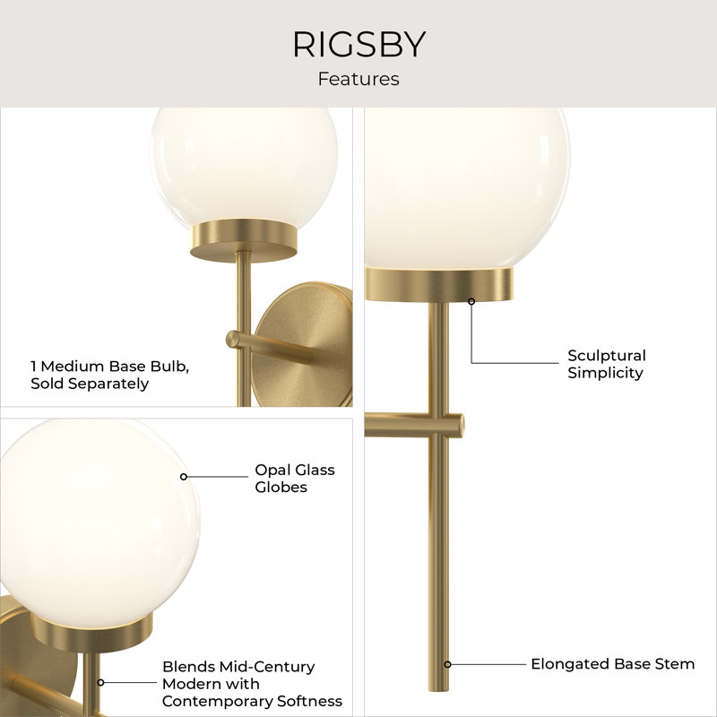 Rigsby Brushed Gold 1-Light Wall Sconce, Brushed Gold