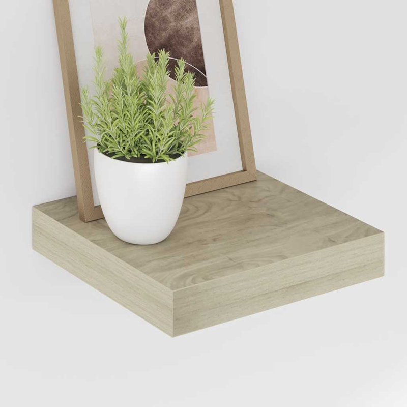 Ensemble de 2 tablettes murales flottantes 9,1 x 9,3 po x 1,5 po, H 1,5 po x l 9,1 po x P 9,3 po, Chêne