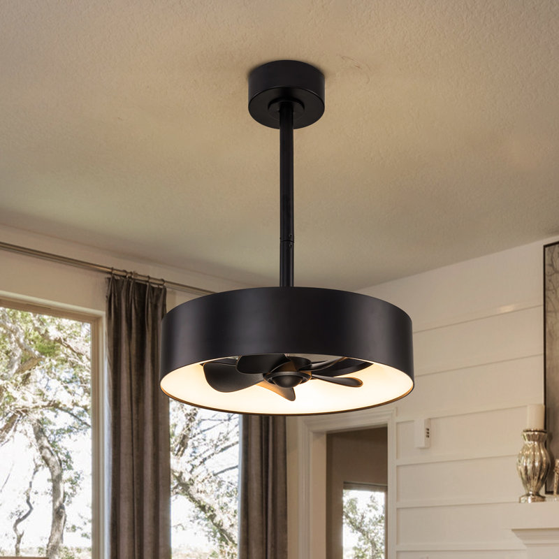 18" Minimalist Matte Black Integrated LED Ceiling Fan
