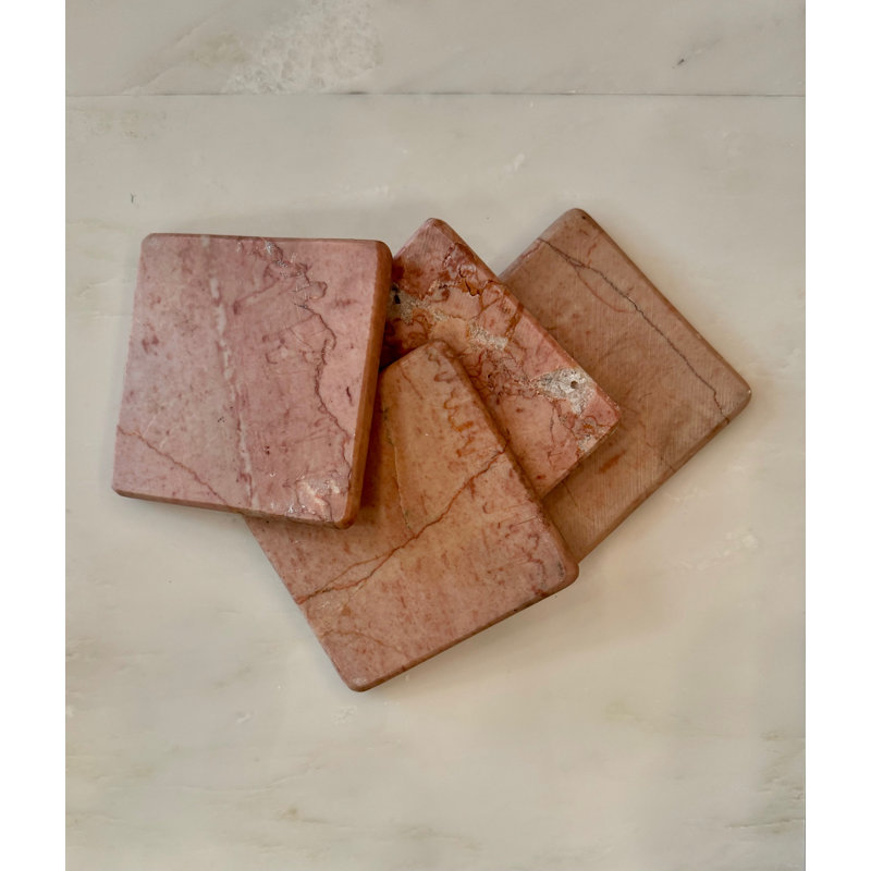 Sous-verres en marbre (ensemble de 4), Rose