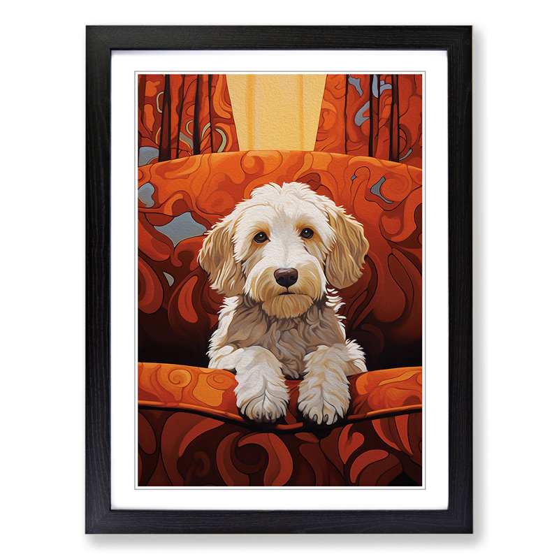 Labradoodle Art Deco No.2 - Framed Print, Black, 64cm H x 46cm W x 2cm D