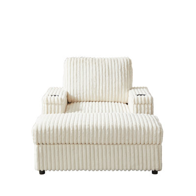 42.5-Inch Corduroy Single Recliner With Backrest Pillow, Cup Holder Design, Storage Footrest, Comfortable Sofa-Deep-Seated Living Room Sofa