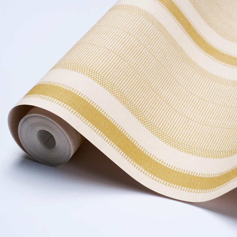 Papier peint à rayures en vinyle Schumacher, Ocre