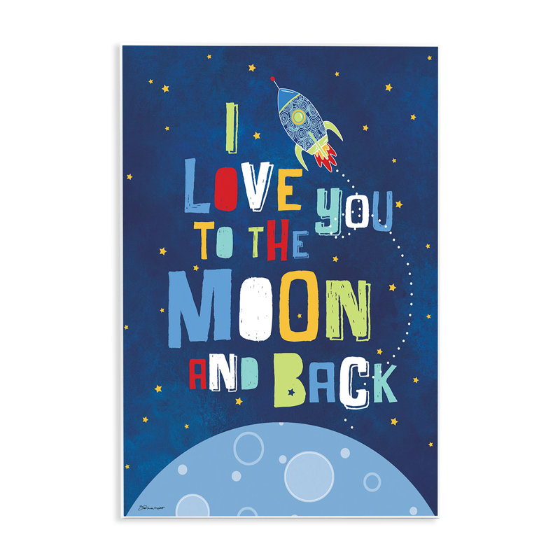 I Love You Moon and Back Rocket Ship Wall Plaque, 19" H x 13" W