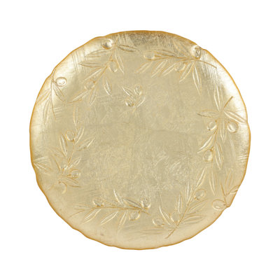 Plateau rond en verre lune et olive