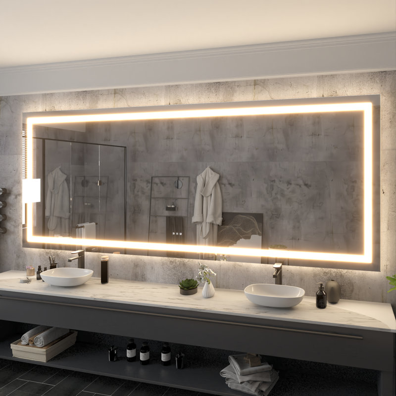 Miroir de salle de bain à DEL sans cadre , 48" x 118"