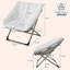 Chaise longue pliable en fourrure de lapin avec structure en métal, blanc-1491458950
