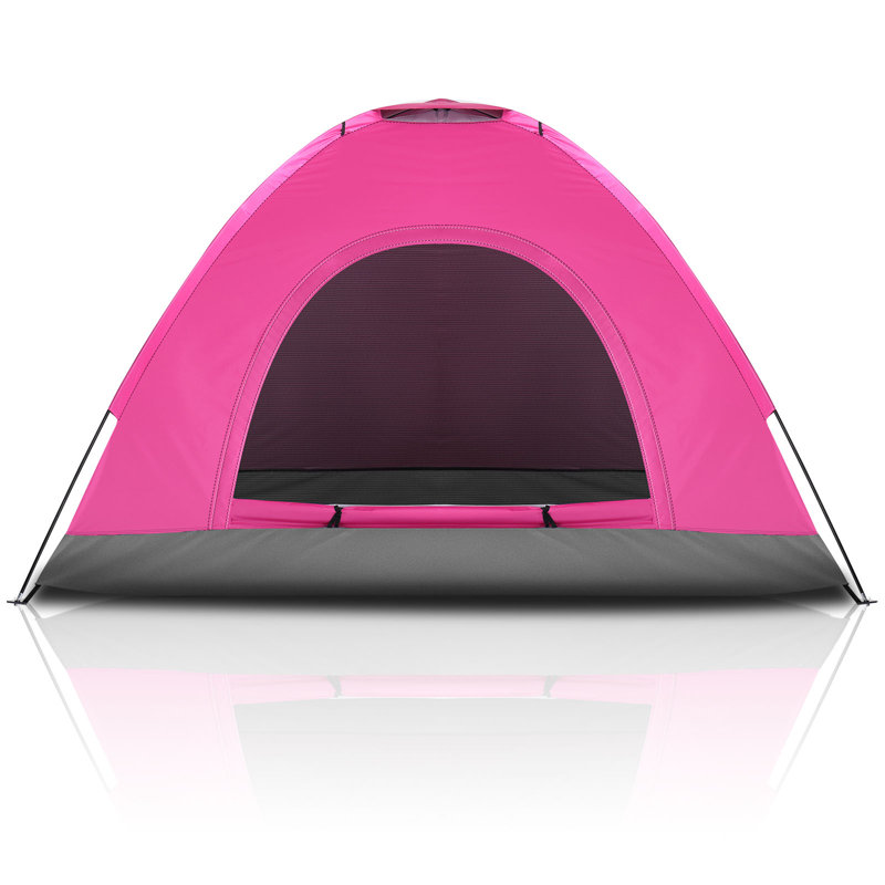 Tente de camping portable en forme de dôme pour 3 personnes, Rose