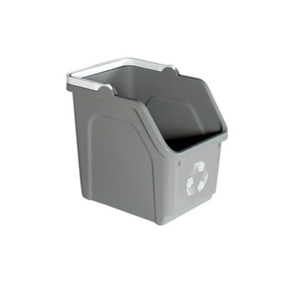 Sturdy Essentials 6 Gallon Stackable Recycling Bins for Homes, Garages, Offices Made of 100% Recycled Plastic - (Grey, 20 Pack)