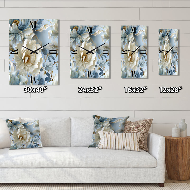 Jamyleth - Floral Modern Wall Clock, 32'' H x 16'' W x 1'' D