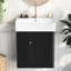 Meuble-lavabo 21,6 po avec lavabo en céramique - noir, rangement à gauche, meuble-lavabo moderne 21,6 po, noir-372640521