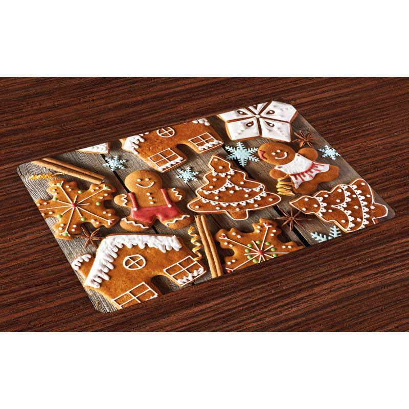 Ocilla Gingerbread Man Cookies Snow Placemat