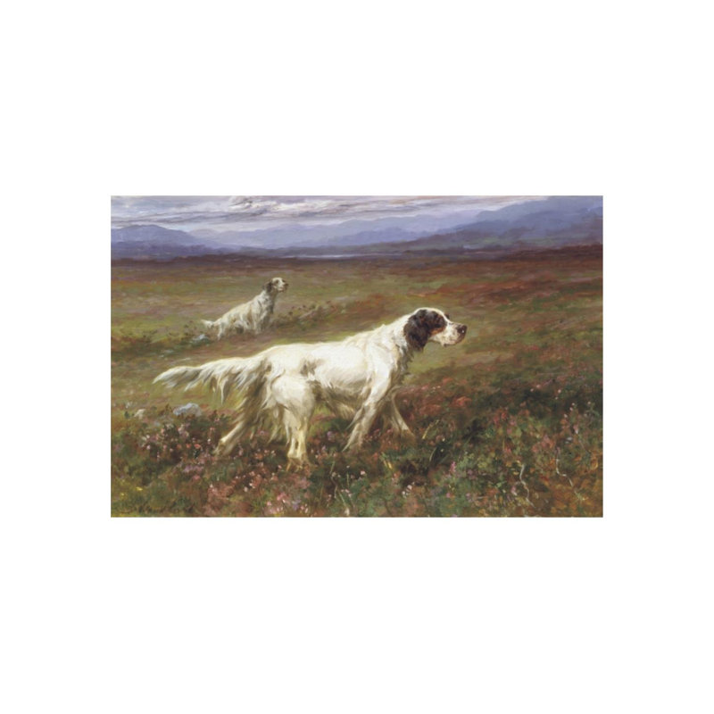 Setters On The Moors Print by Maud Earl, 24" H x 37" W x 1.5" D, Glass Coat