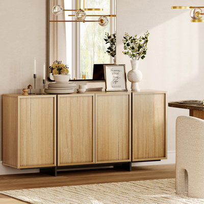 Maisonet Modern Sideboard Buffet Cabinet With 4 Doors, Multifunctional Sideboard With Large Storage And T-Shaped Legs, Coffee Bar Cabinet Storage Cabinet For Kitchen, Dining Living Room