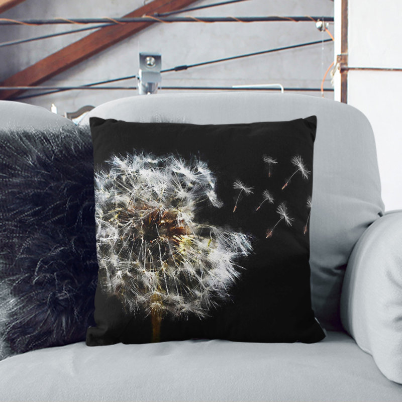 Dandelion Seeds Vol.10 Painting Square Throw Cushion, 40cm H x 40cm W x 15cm D, Black, Black, Black
