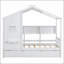 Lit simple en bois avec lit gigogne et tablette de rangement, conception moderne pour chambre d'enfant, blanc-150552498-150552499