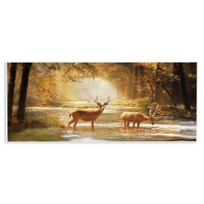 Deer in Sunlit Grove Wall Plaque Art by Amber Sterling