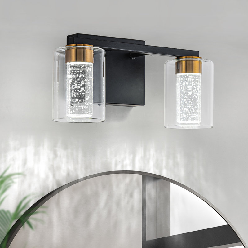 Nithusha Dimmable LED Vanity Light, 2, Matte Black/Gold
