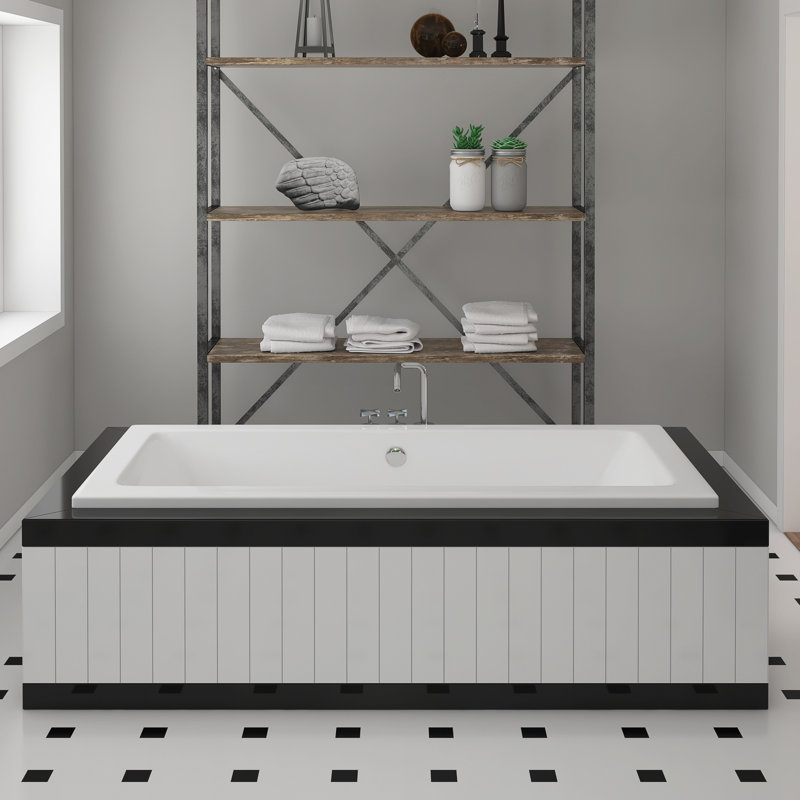 Zanzibar 72" x 42" Drop In Combination Acrylic Bathtub, White